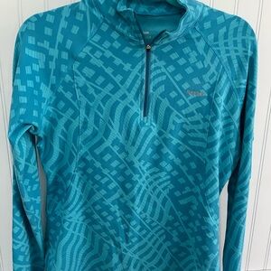 Reebok Turquoise Geometric Half-Zip Top